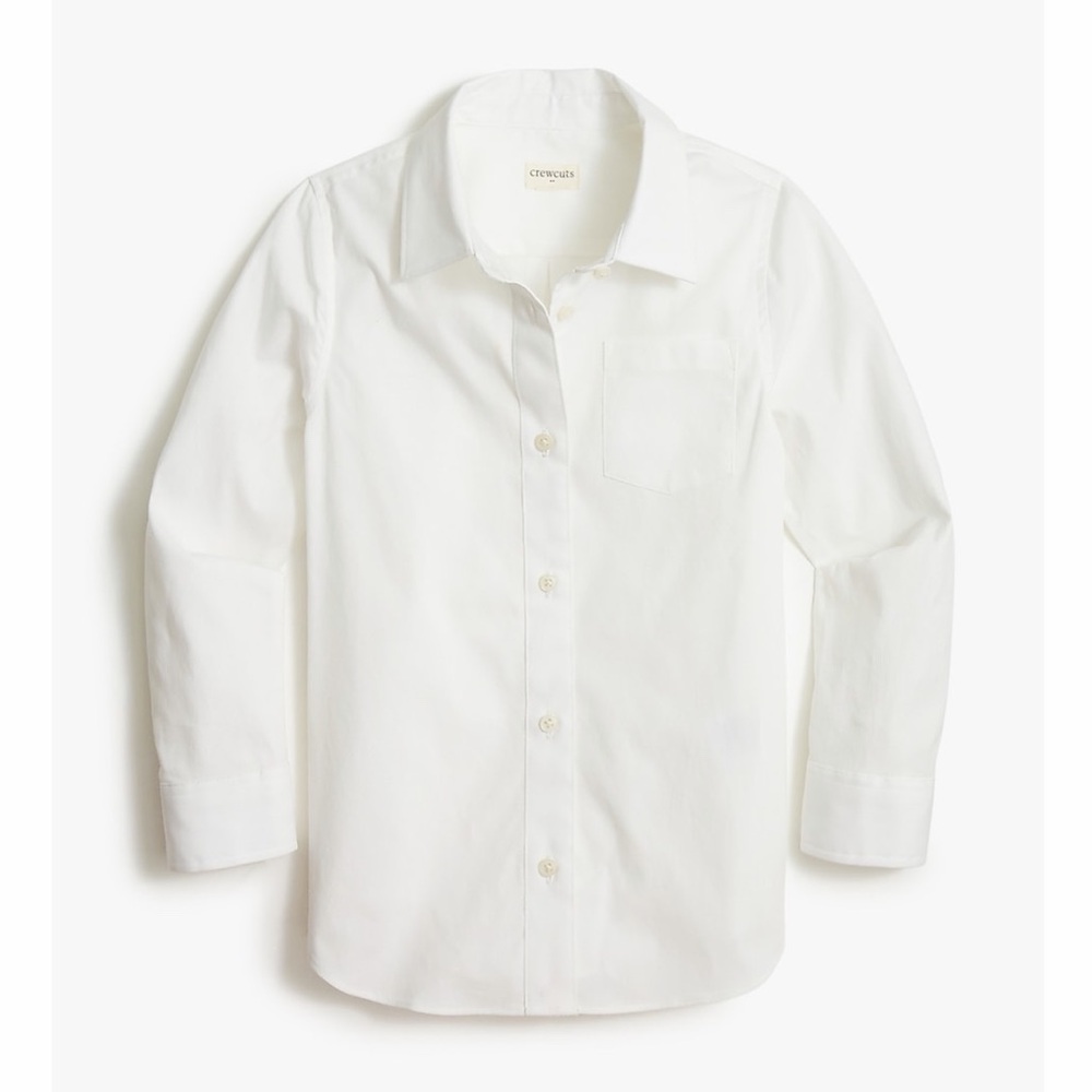NWT! J Crew Factory - Crewcuts Girls' Cotton-Blend Button-Up Shirt - White - 16